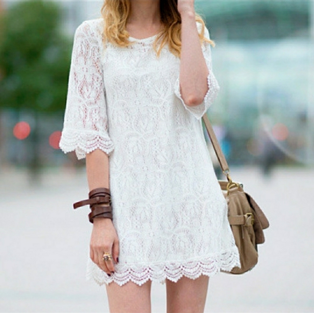 Divide H&M White Lace Dress (With Half Sleeves)